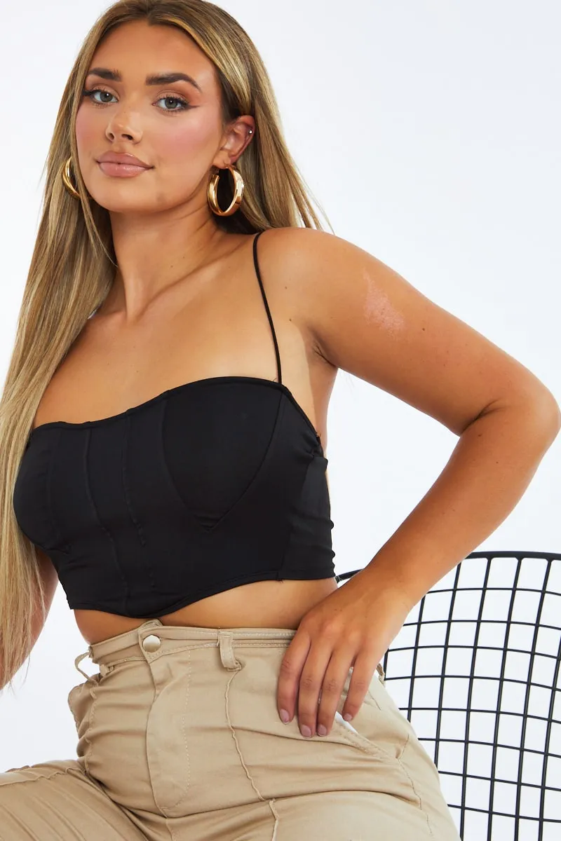 Black Corset Detail Cropped Top - Cosima sold by Rebellious Fashion product image thumbnail 2