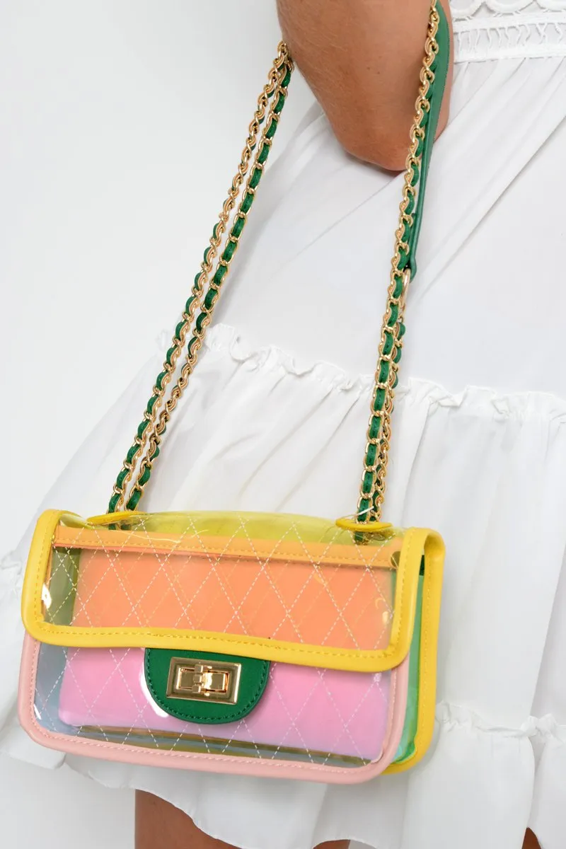 Pink Yellow And Green Clear Handbag - Carlin sold by Rebellious Fashion product image thumbnail 2
