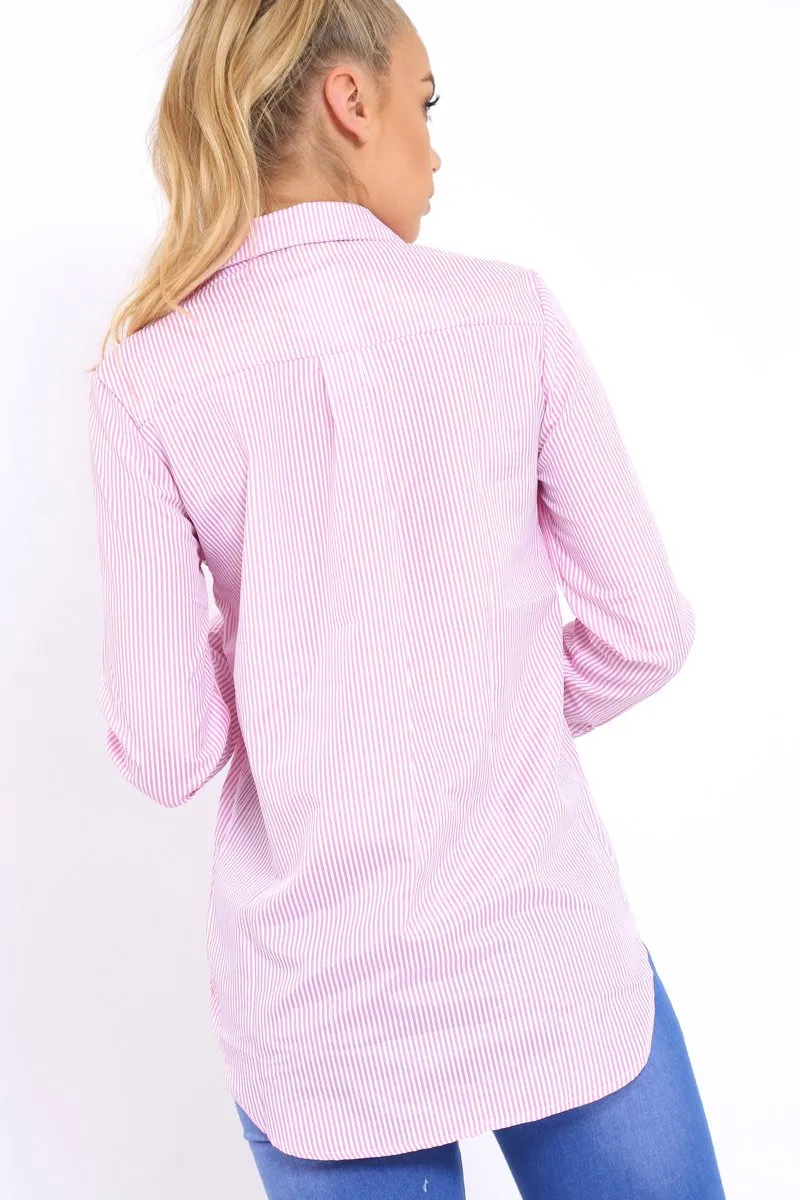 Pink Striped Floral Embroidered Shirt - Gianna sold by Rebellious Fashion product image thumbnail 3
