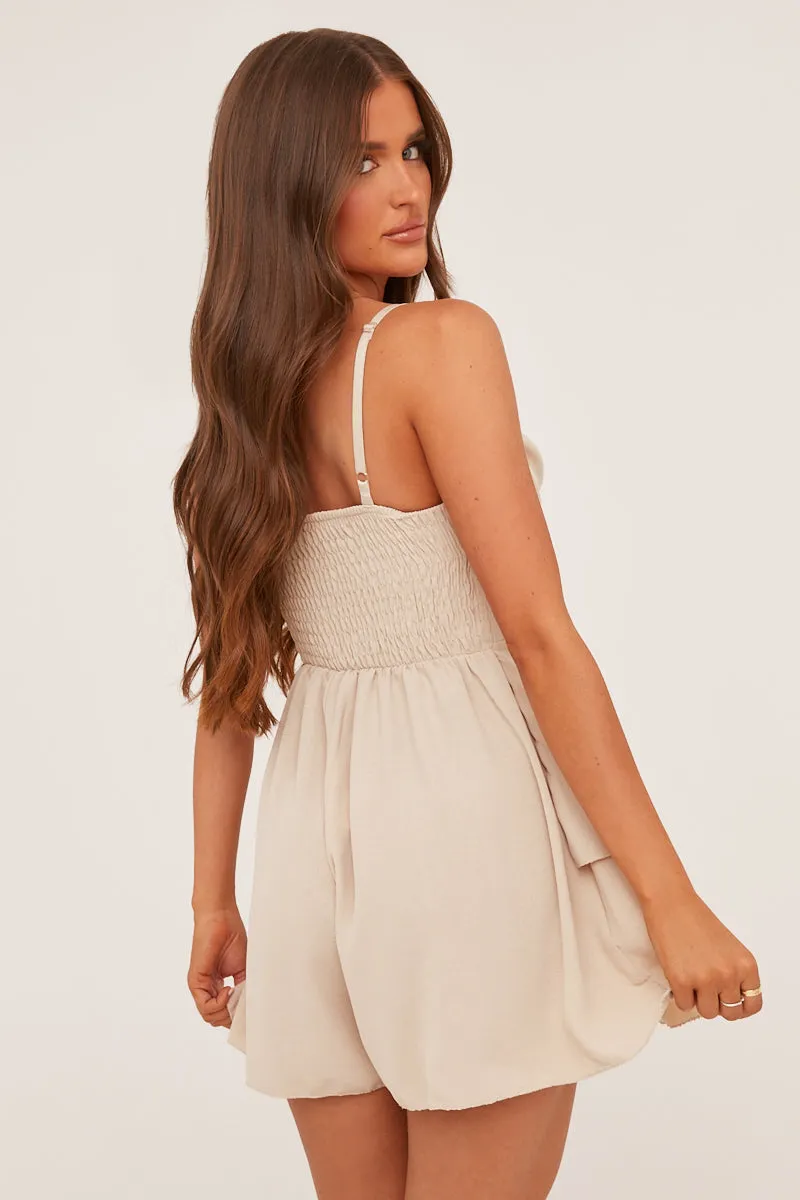 Beige Cowl Neck Tiered Playsuit - Arden sold by Rebellious Fashion product image thumbnail 4