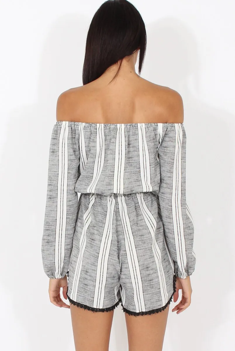 Stripe Off The Shoulder Playsuit - Abigail sold by Rebellious Fashion product image thumbnail 5