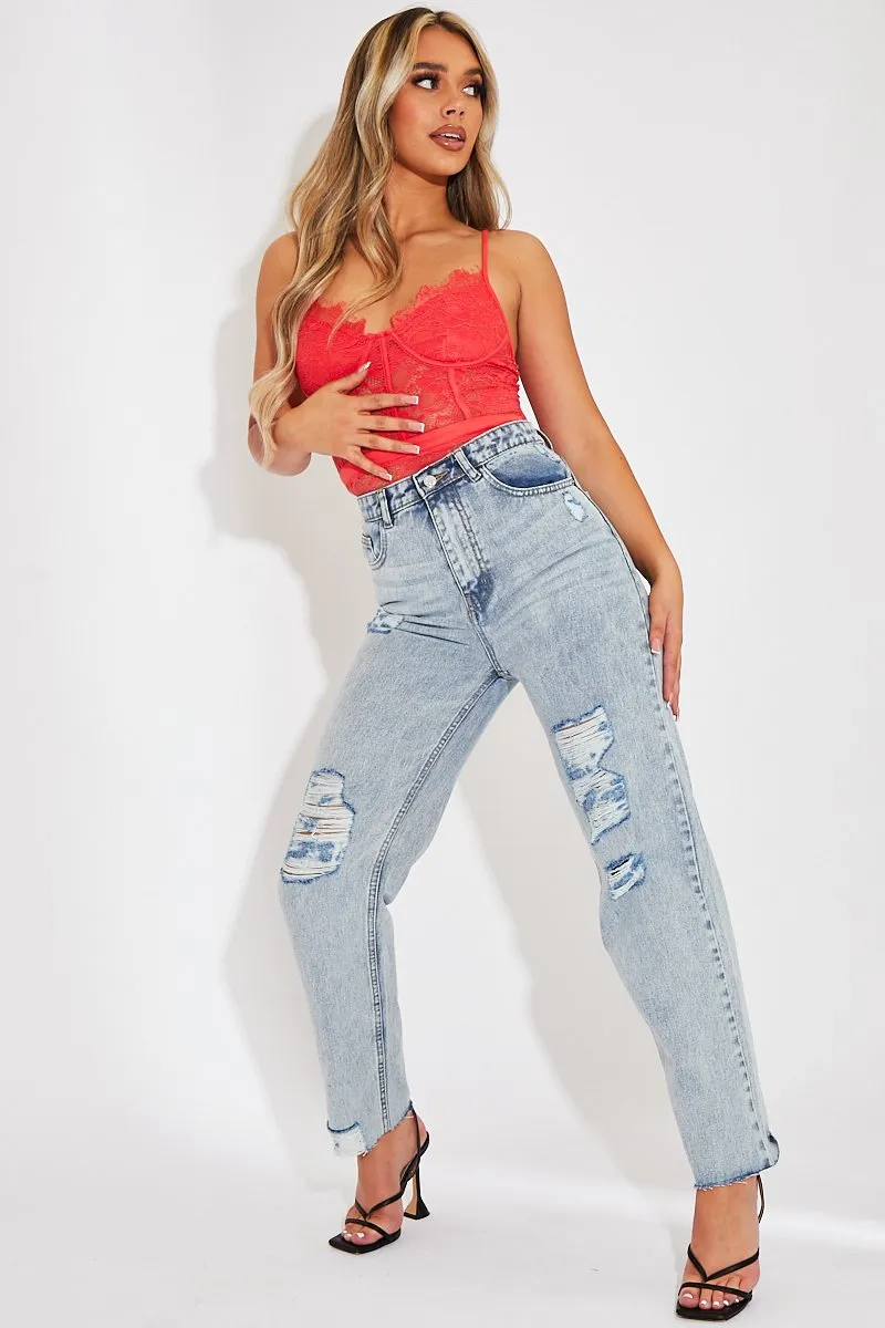 Coral Lace Flower Bodysuit - Faylen sold by Rebellious Fashion product image thumbnail 2