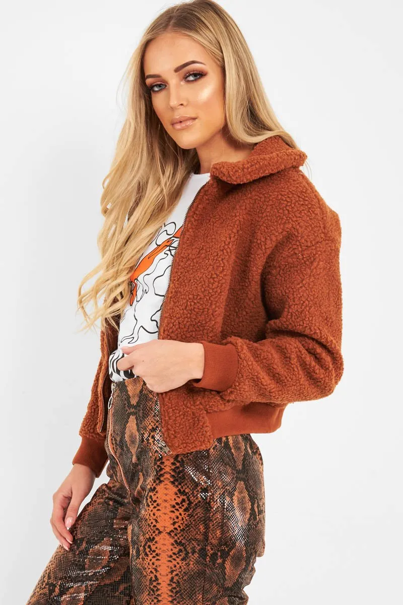 Rust Borg Cropped Bomber Jacket - Heidy sold by Rebellious Fashion product image thumbnail 5