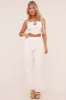 White Broderie Anglaise Straight Leg Trousers - Astrid sold by Rebellious Fashion