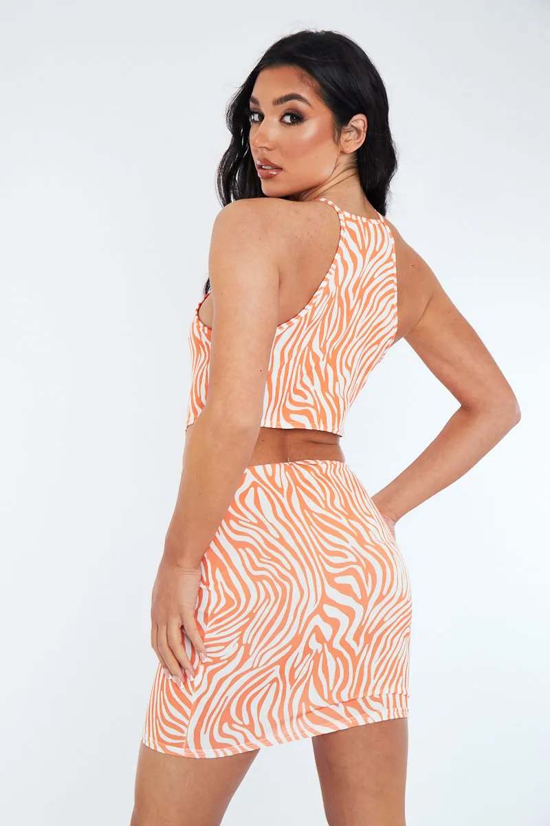 Orange Zebra Print Cut Out Mini Dress - Kerry sold by Rebellious Fashion product image thumbnail 5