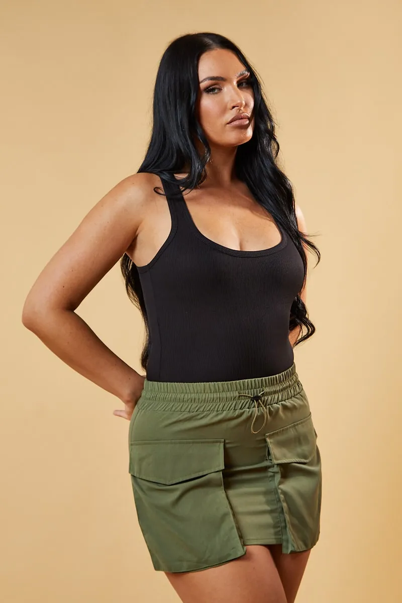 Black Rib Knit Racer Back Bodysuit - Polina sold by Rebellious Fashion product image thumbnail 5