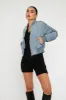 Grey Zip Front Bomber Jacket - Jiya sold by Rebellious Fashion