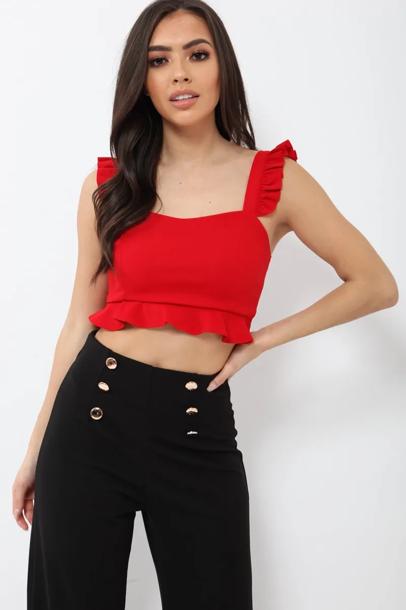 Red Frill Crop Top - Reta sold by Rebellious Fashion
