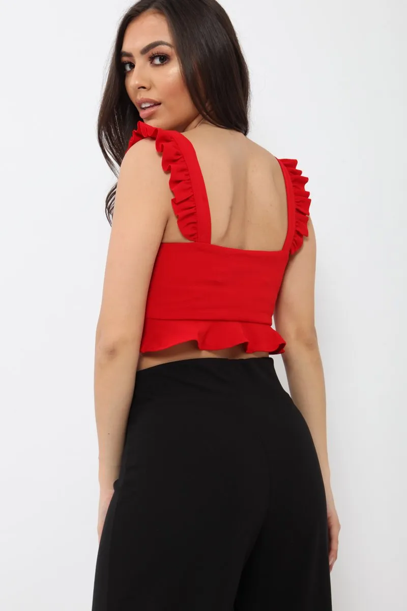 Red Frill Crop Top - Reta sold by Rebellious Fashion product image thumbnail 4