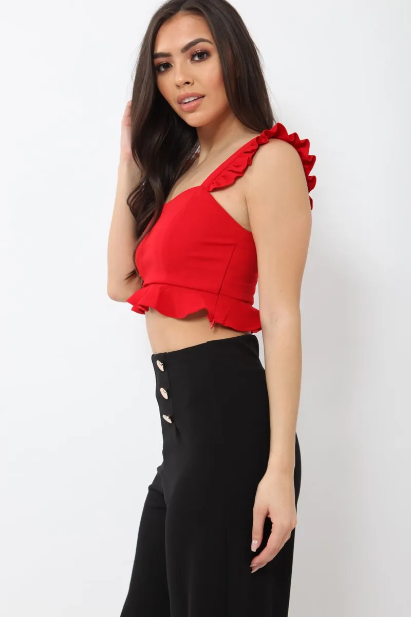 Red Frill Crop Top - Reta sold by Rebellious Fashion product image thumbnail 3