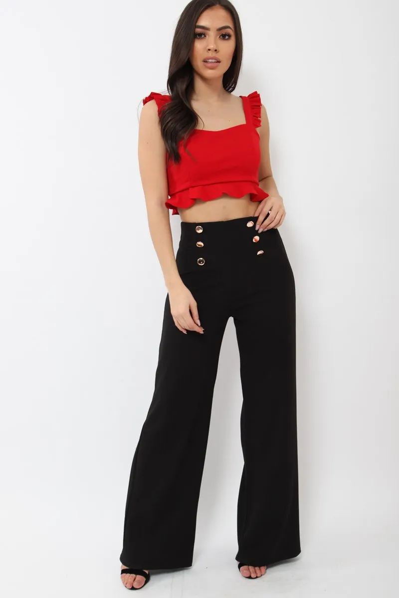 Red Frill Crop Top - Reta sold by Rebellious Fashion product image thumbnail 2