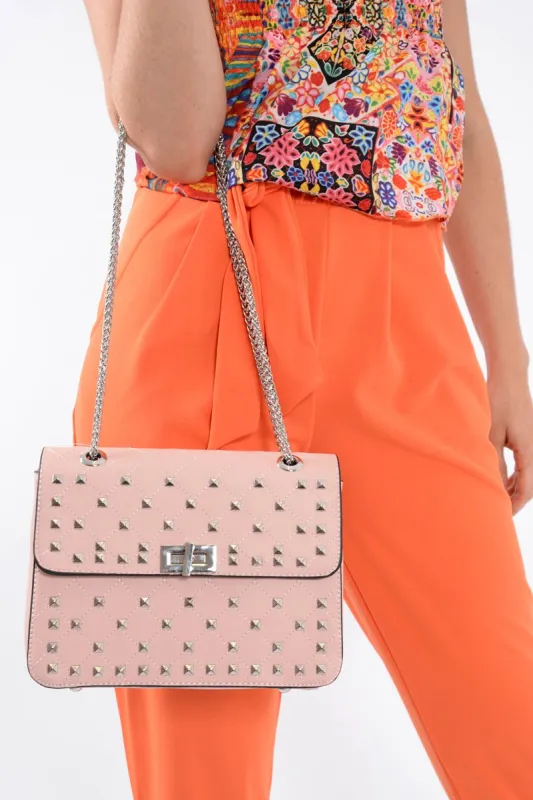 Pink Studded Cross Body Bag -  Orba sold by Rebellious Fashion