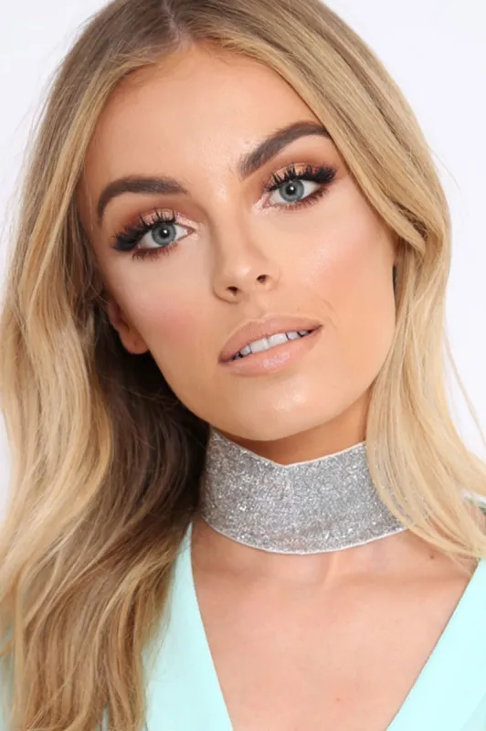 Silver Glitter Wide Choker - Aala made by Rebellious Fashion
