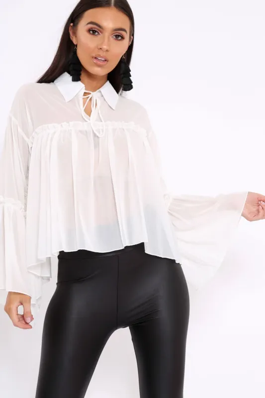 White Sheer Blouse - Viona made by Rebellious Fashion