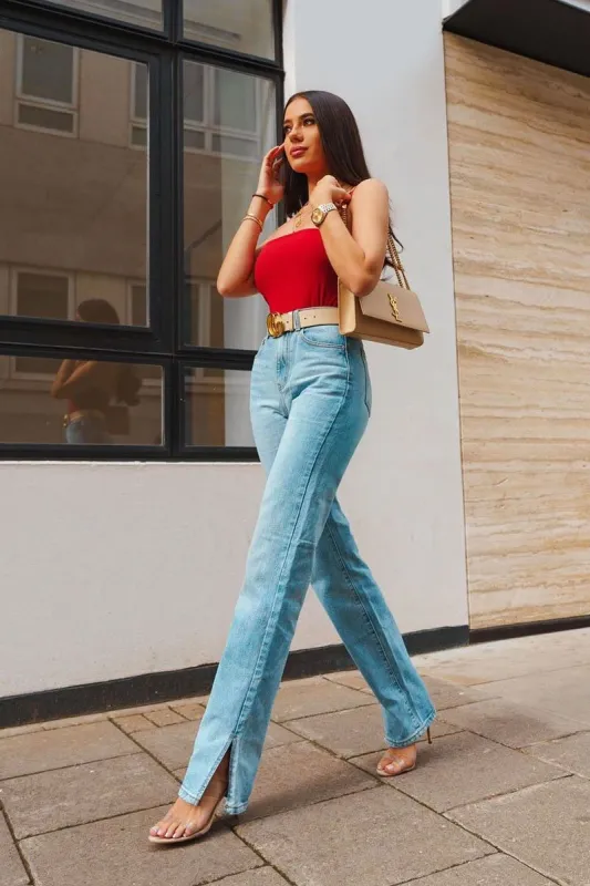 Rust Slinky Square Neck Bodysuit - Sadie sold by Rebellious Fashion