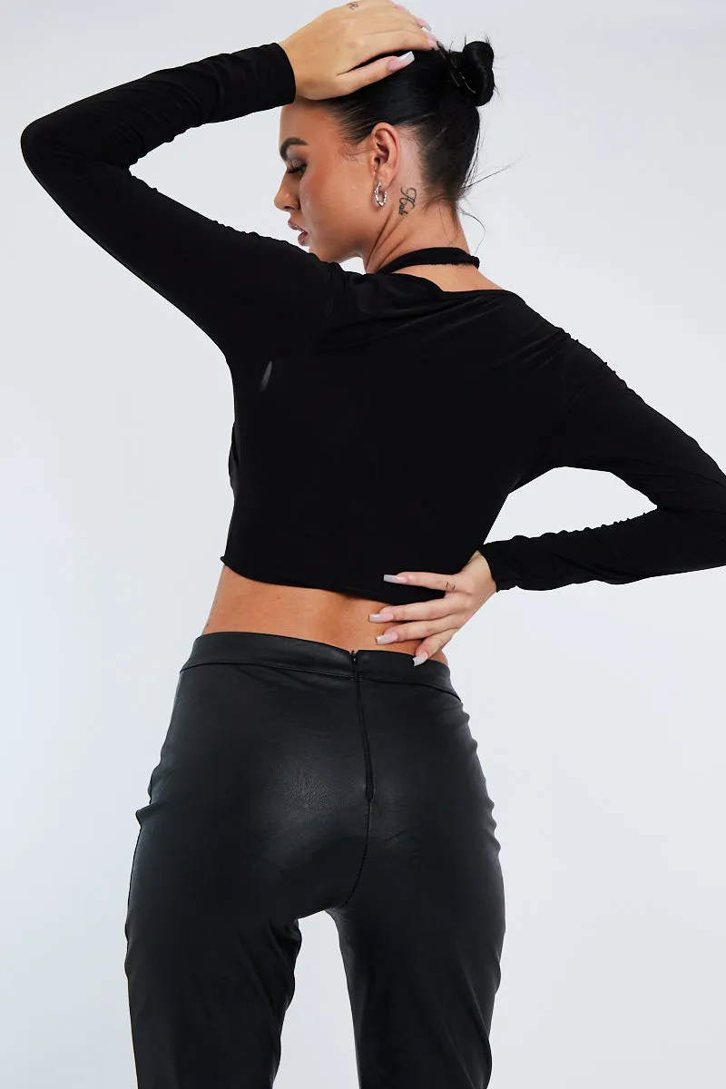 Black Halter Neck Cut Out Crop Top - Sno sold by Rebellious Fashion product image thumbnail 3