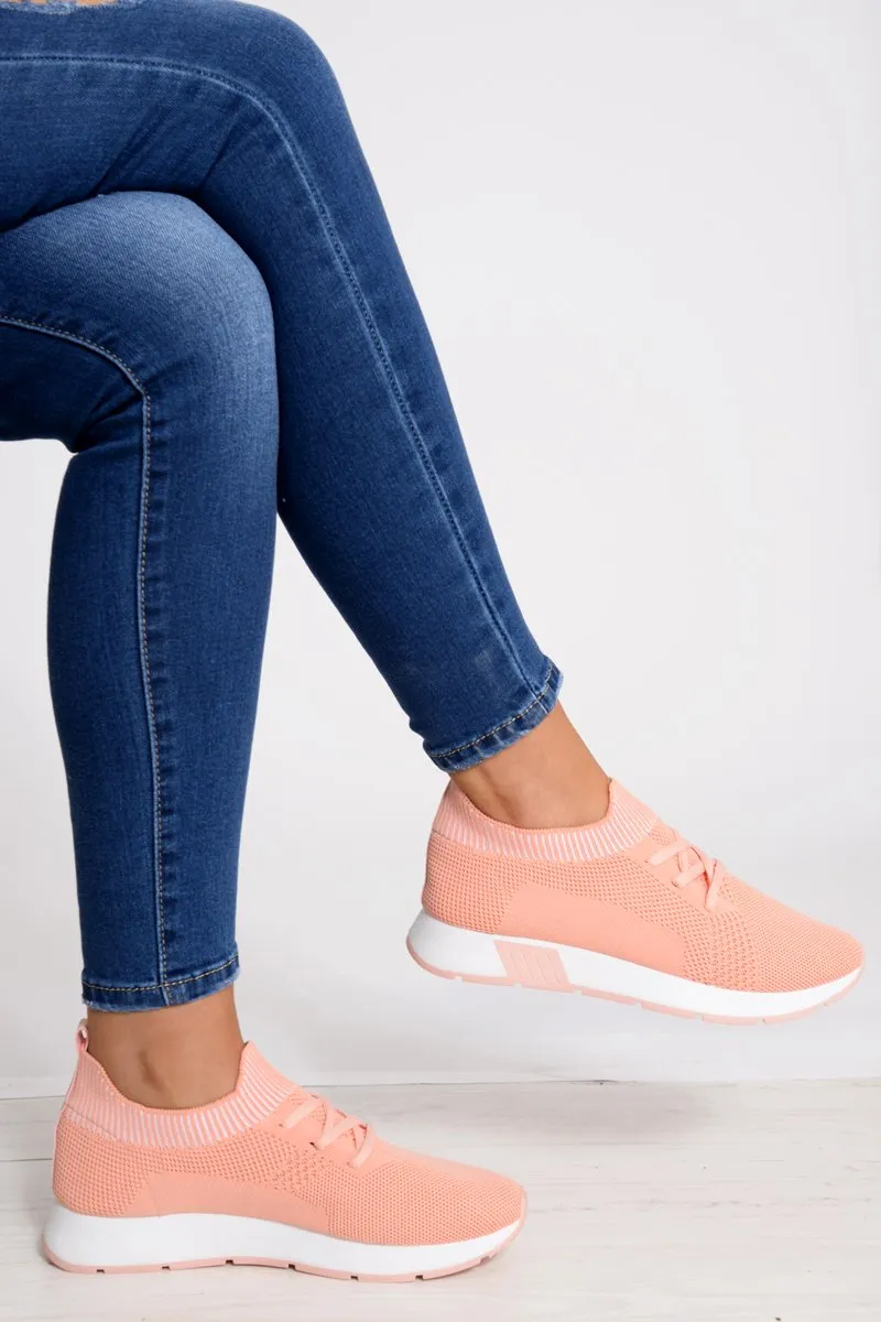 Pink Stretch Mesh Lace Up Trainers - Beulah sold by Rebellious Fashion product image thumbnail 2