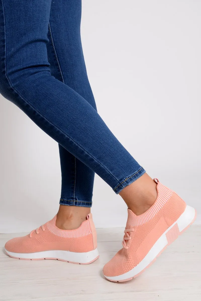 Pink Stretch Mesh Lace Up Trainers - Beulah sold by Rebellious Fashion product image thumbnail 3
