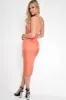 Rust Satin Cowl Neck Midi Bodycon Dress - Liliana sold by Rebellious Fashion