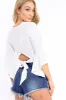 White Plunge Bell Sleeve Crop Top - Merla sold by Rebellious Fashion