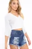 White Plunge Bell Sleeve Crop Top - Merla sold by Rebellious Fashion