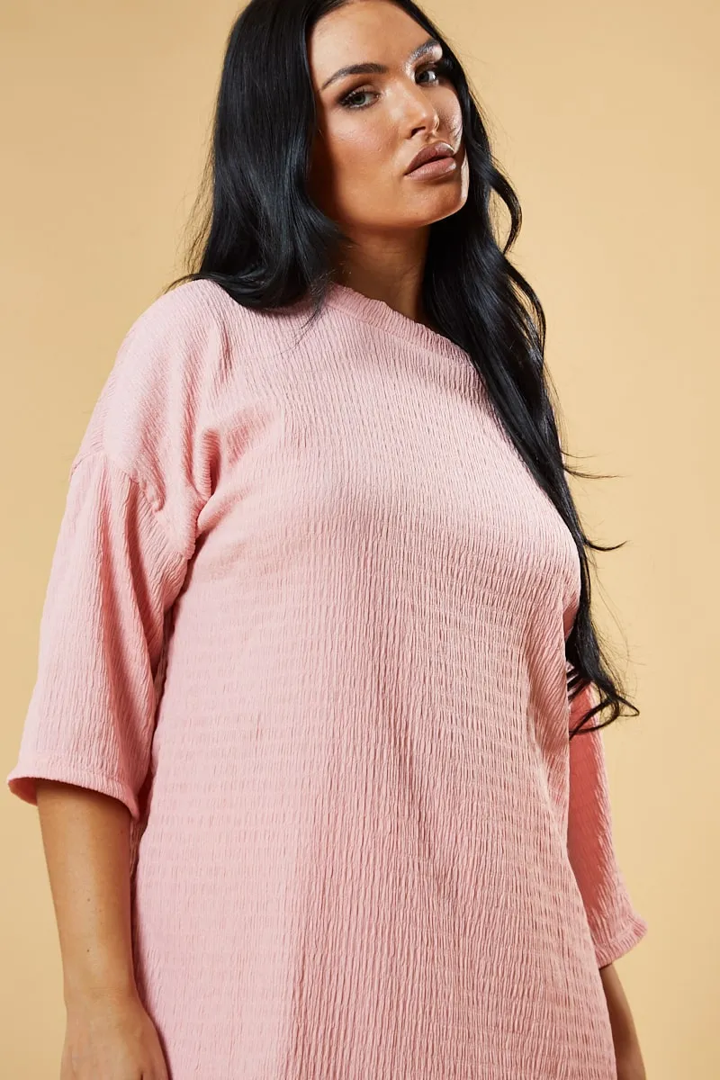Pink Textured Knit Trousers & Oversized Top Co-ord Set - Cecelia sold by Rebellious Fashion product image thumbnail 3