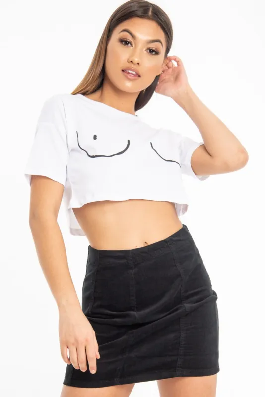 White Slogan Printed Crop Top - Daryn sold by Rebellious Fashion