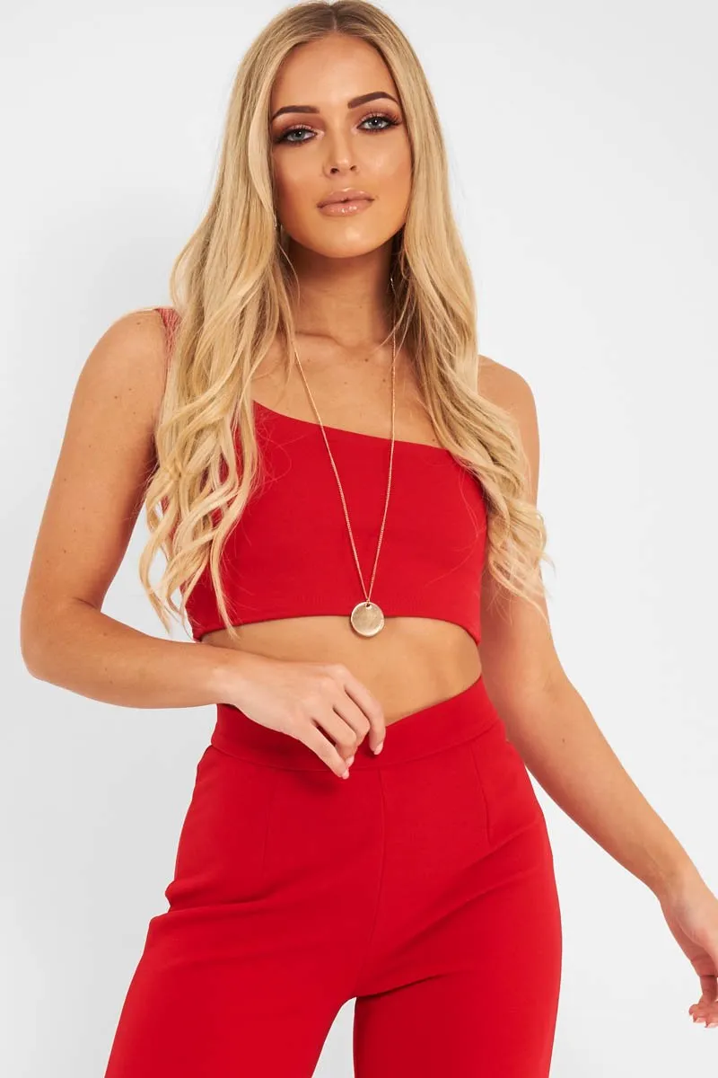 Red One Shouldered Crop Top - Kamri sold by Rebellious Fashion product image thumbnail 3