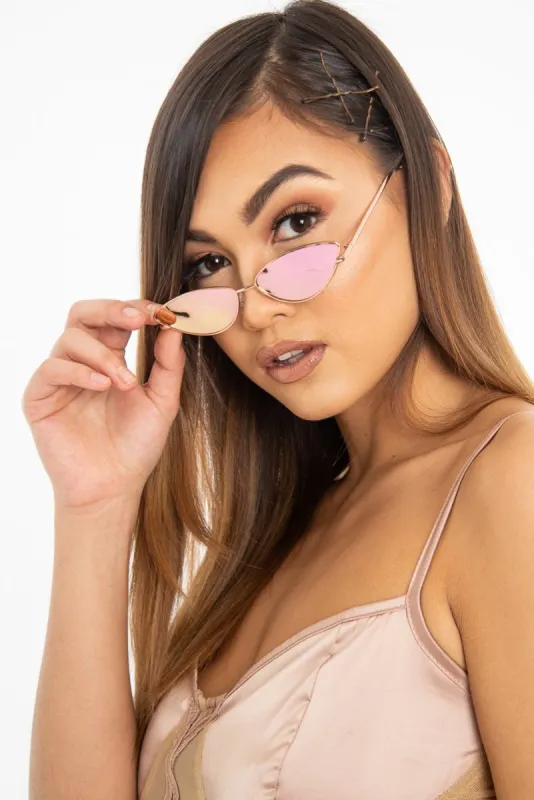 Rose Gold Small Cat Eye Metal Frame Sunglasses - Stefani made by Rebellious Fashion