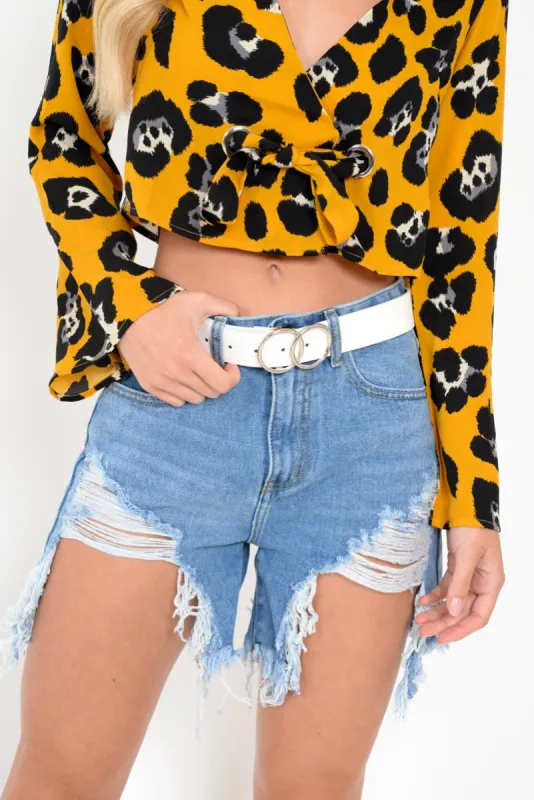 White Double Hoop Belt - Tansy sold by Rebellious Fashion