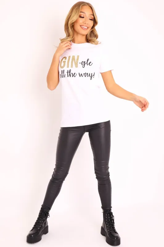 White Glitter Christmas Slogan T-shirt - Nalanie made by Rebellious Fashion