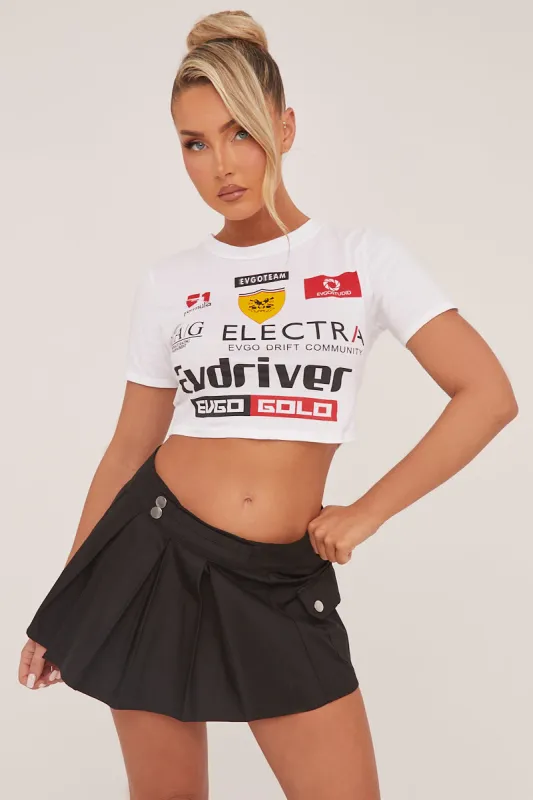 White Graphic Print Cropped T-Shirt - Lola sold by Rebellious Fashion