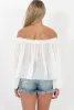 White Pleated Three Quarter Bell Sleeve Crop - Stacey sold by Rebellious Fashion