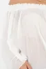 White Pleated Three Quarter Bell Sleeve Crop - Stacey sold by Rebellious Fashion