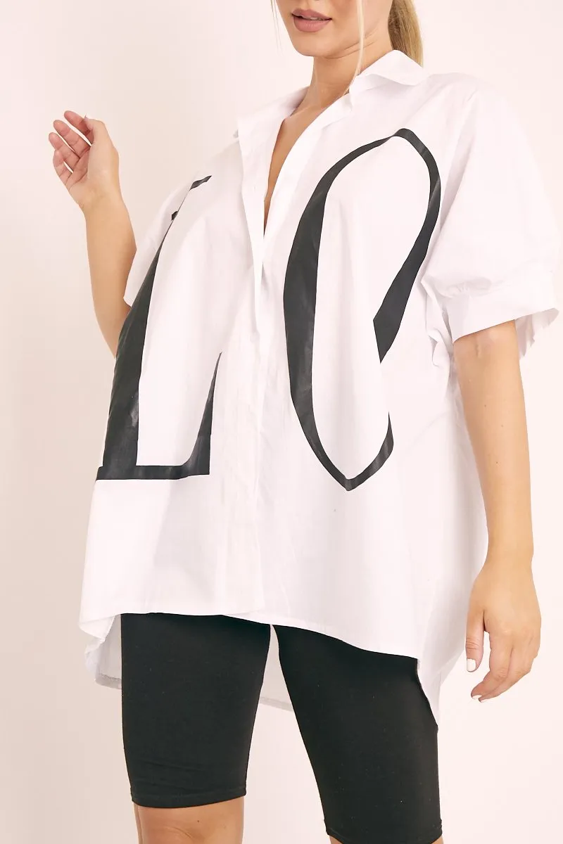 White Oversized LO VE Shirt - Harmony sold by Rebellious Fashion product image thumbnail 3