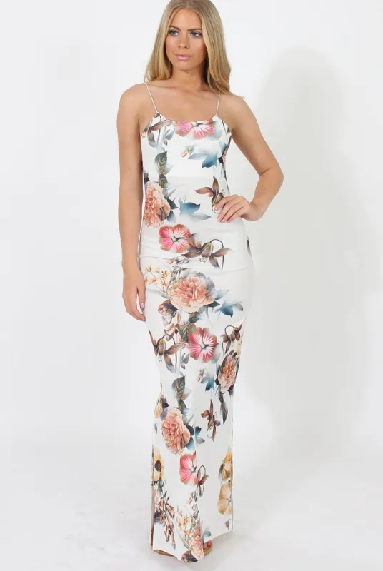 White Floral Maxi Dress- Isabella sold by Rebellious Fashion