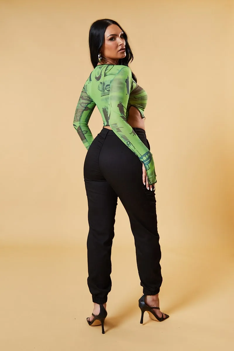 Green Abstract Print Mesh Cropped Top - Cucu sold by Rebellious Fashion product image thumbnail 4