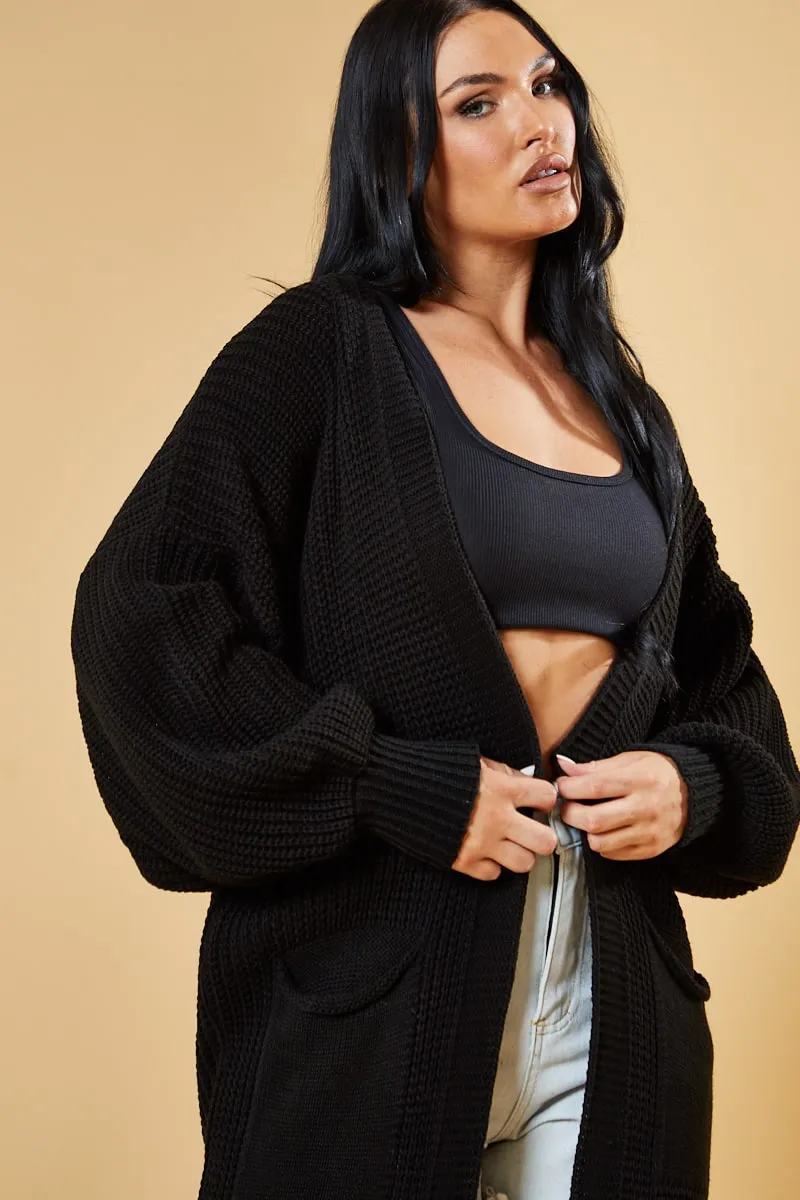 Black Longline Knit Maxi Cardigan - Ema sold by Rebellious Fashion product image thumbnail 3