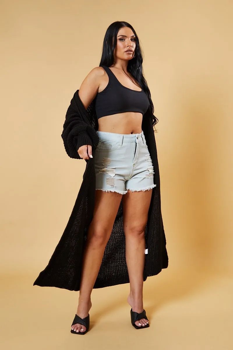 Black Longline Knit Maxi Cardigan - Ema sold by Rebellious Fashion product image thumbnail 2