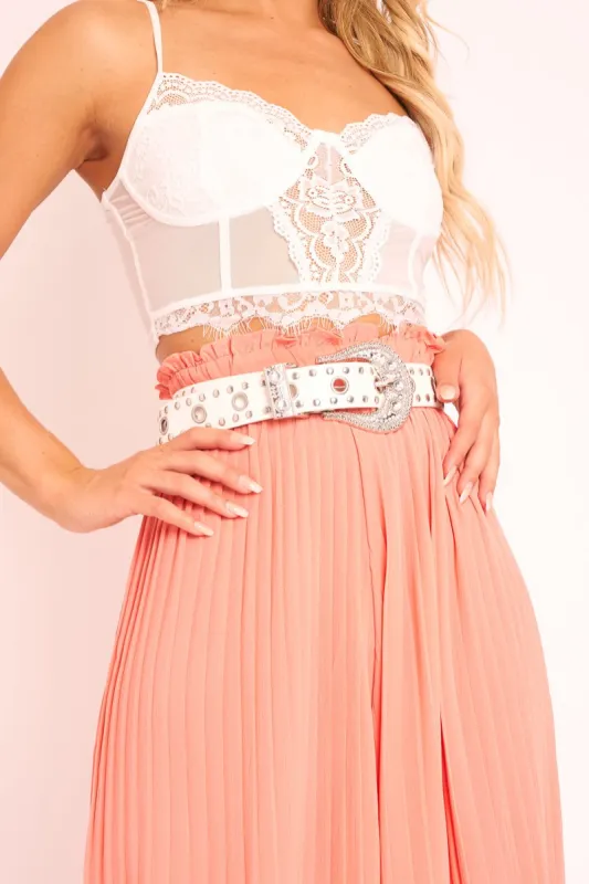 White Rhinestone Western Belt - Fiza sold by Rebellious Fashion