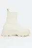 Cream Ankle High Chunky Sole Sock Boots - Bana sold by Rebellious Fashion