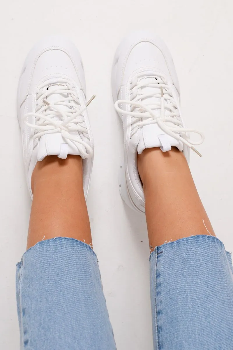 White Chunky Lace Up Trainers - Aaniya sold by Rebellious Fashion product image thumbnail 5