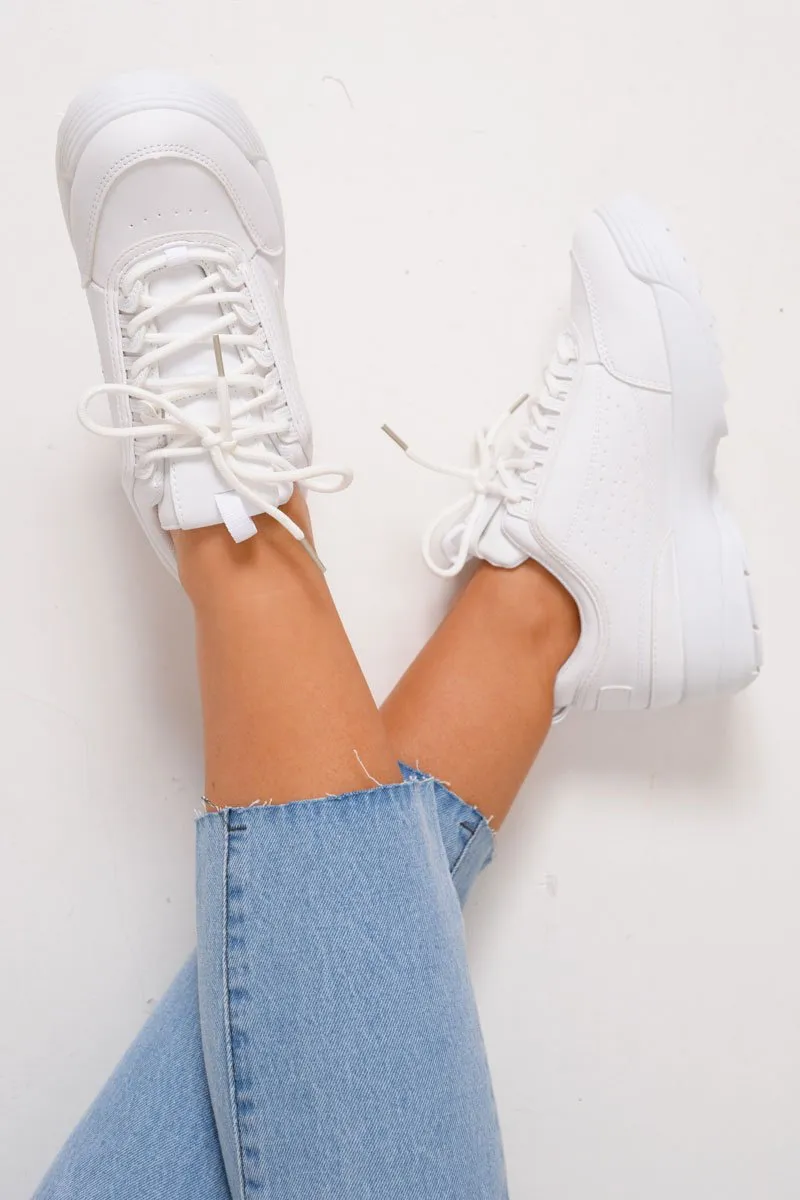 White Chunky Lace Up Trainers - Aaniya sold by Rebellious Fashion product image thumbnail 4