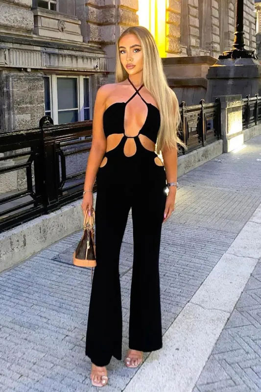 Black Bandeau Cut Out Jumpsuit - Evra sold by Rebellious Fashion