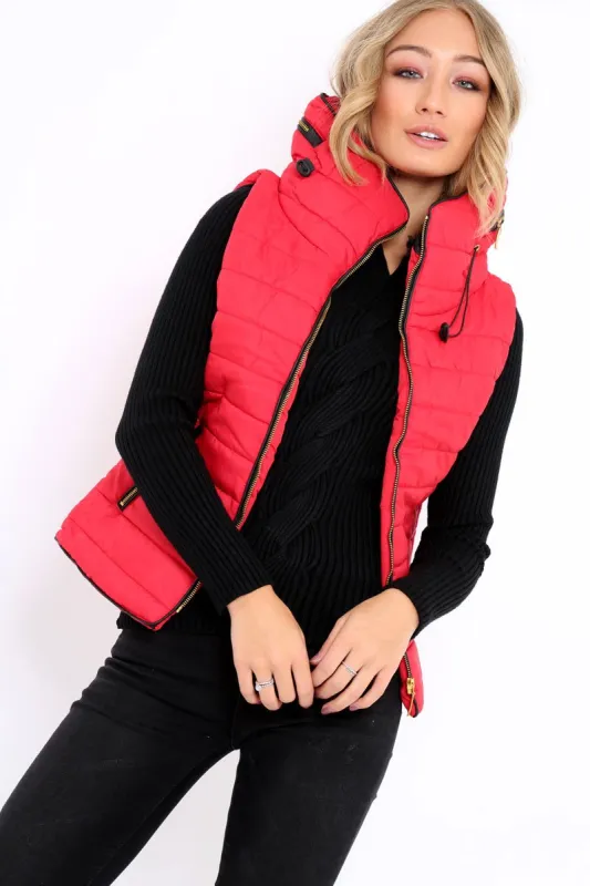 Red Padded Gilet - Ariella sold by Rebellious Fashion