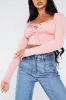 Pink Gathered Front Jersey Crop Top - Jordan sold by Rebellious Fashion