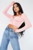 Pink Gathered Front Jersey Crop Top - Jordan sold by Rebellious Fashion