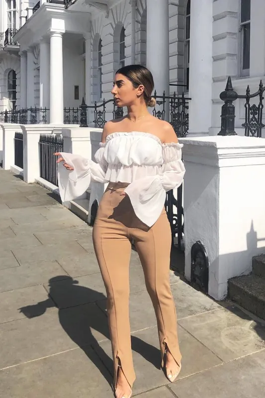 White Mesh Gypsy Style Bardot Crop Top - Ammie sold by Rebellious Fashion