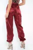 Rust Satin Cargo Trousers - Khyla sold by Rebellious Fashion