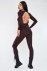 Chocolate Open Back Jersey Jumpsuit - Danica sold by Rebellious Fashion